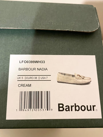 BARBOUR NADIA CREAM NUBUCK LOAFER FLATS SIZE 5/38