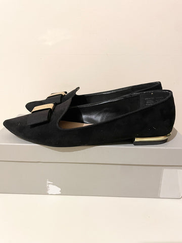 CARVELA BLACK SUEDETTE BOW TRIM FLATS SIZE 5/38