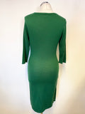 PHASE EIGHT EMERALD GREEN 3/4 SLEEVED WRAP ACROSS KNIT DRESS SIZE 12