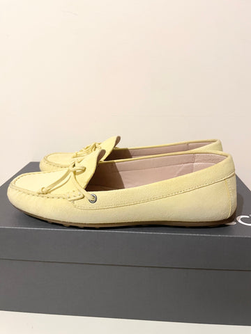 ECCO DIVINE SHERBET ( LEMON) GOAT SUEDE FLAT MOCCASIN LOAFERS SIZE 5-5.5 /38