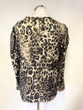 JAMES LAKELAND BLACK & BROWN LEOPARD PRINT LONG SLEEVED TOP SIZE 14