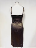 BRAND NEW FRANK USHER BROWN SATIN DIAMANTÉ TRIM FINE STRAP SPECIAL OCCASION DRESS  SIZE 12