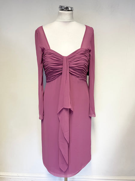 BRAND NEW FRANK USHER GIORGINA RASPBERRY RUCHED BUST WATERFALL FRONT DRESS SIZE 12