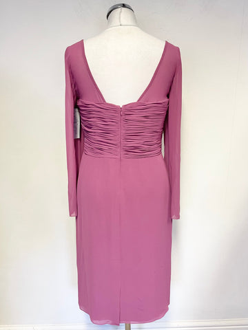 BRAND NEW FRANK USHER GIORGINA RASPBERRY RUCHED BUST WATERFALL FRONT DRESS SIZE 12