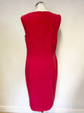 HOBBS RED RUCHED WAIST SLEEVELESS PENCIL DRESS SIZE 14