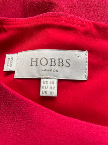 HOBBS RED RUCHED WAIST SLEEVELESS PENCIL DRESS SIZE 14