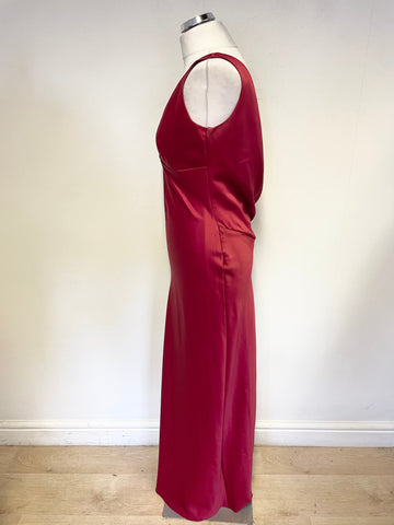 CONSORTIUM RED SATIN SLEEVELESS LONG EVENING DRESS SIZE 12