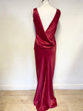 CONSORTIUM RED SATIN SLEEVELESS LONG EVENING DRESS SIZE 12