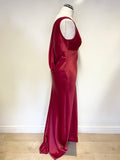 CONSORTIUM RED SATIN SLEEVELESS LONG EVENING DRESS SIZE 12