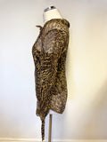 KAREN MILLEN BROWN LEOPARD PRINT 100% SILK LONG SLEEVED TOP SIZE 12