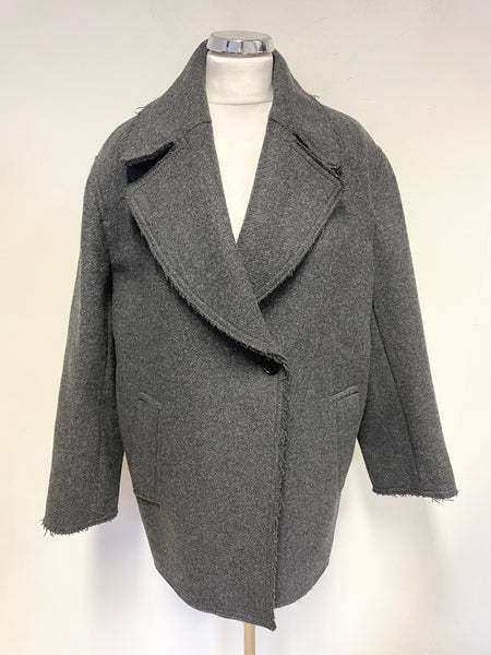 JIGSAW GREY WOOL MIX SHORT COAT SIZE 12