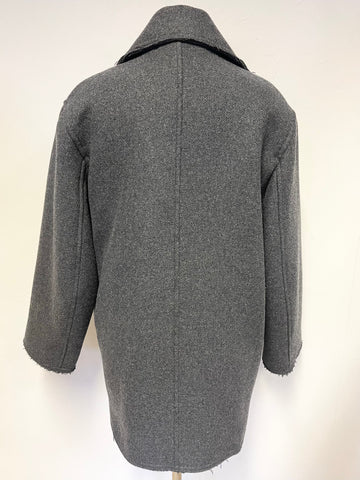 JIGSAW GREY WOOL MIX SHORT COAT SIZE 12