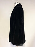 LAURA ASHLEY BLACK VELVET COLLARED EDGE TO EDGE LONG SLEEVED JACKET SIZE M