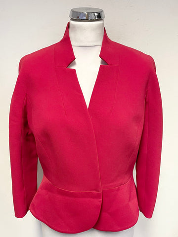 HOBBS INVITATION RED FITTED 3/4 SLEEVED TAILORED JACKET SIZE 12