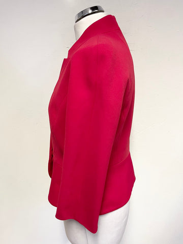 HOBBS INVITATION RED FITTED 3/4 SLEEVED TAILORED JACKET SIZE 12