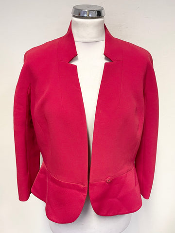 HOBBS INVITATION RED FITTED 3/4 SLEEVED TAILORED JACKET SIZE 12