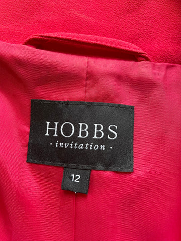 HOBBS INVITATION RED FITTED 3/4 SLEEVED TAILORED JACKET SIZE 12