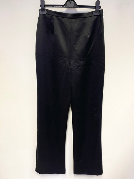 BRAND NEW FRANK USHER BLACK SATIN LOOK STRAIGHT LEG TROUSERS SIZE 12