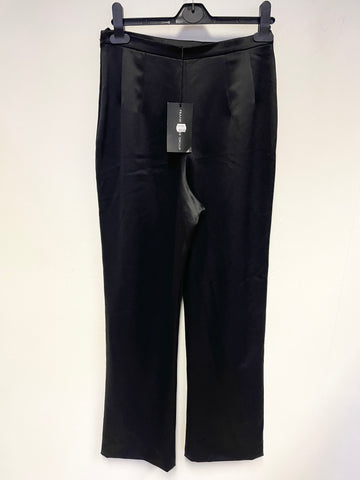 BRAND NEW FRANK USHER BLACK SATIN LOOK STRAIGHT LEG TROUSERS SIZE 12