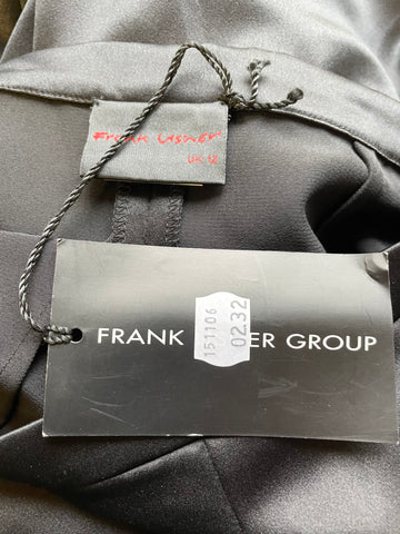 BRAND NEW FRANK USHER BLACK SATIN LOOK STRAIGHT LEG TROUSERS SIZE 12