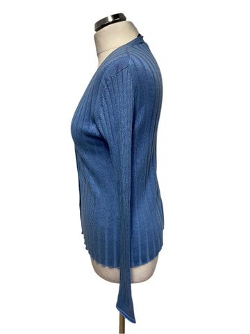 MARCCAIN BLUE SILK & CASHMERE MIX CARDIGAN SIZE 3 APPROX UK 14