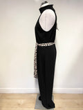 BRAND NEW LIPSY BLACK SLEEVELESS LEOPARD PRINT BELT WIDE LEG JUMPSUIT SIZE 16