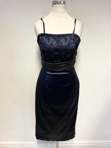 COAST NAVY BLUE EMBOSSED BODICE DETACHABLE STRAPS SPECIAL OCCASION DRESS SIZE 10