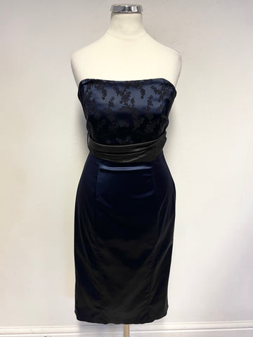 COAST NAVY BLUE EMBOSSED BODICE DETACHABLE STRAPS SPECIAL OCCASION DRESS SIZE 10