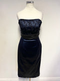 COAST NAVY BLUE EMBOSSED BODICE DETACHABLE STRAP SPECIAL OCCASION DRESS SIZE 10