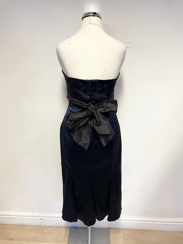 COAST NAVY BLUE EMBOSSED BODICE DETACHABLE STRAPS SPECIAL OCCASION DRESS SIZE 10