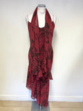 AFTER SIX BY ROLAND JOYCE BURGUNDY STRAPPY BEADED SPECIAL OCCASION DRESS &MATCHING WRAP/ SCARF SIZE 10