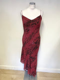 AFTER SIX BY ROLAND JOYCE BURGUNDY STRAPPY BEADED SPECIAL OCCASION DRESS &MATCHING WRAP/ SCARF SIZE 10