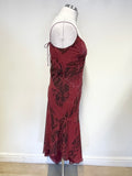 AFTER SIX BY ROLAND JOYCE BURGUNDY STRAPPY BEADED SPECIAL OCCASION DRESS &MATCHING WRAP/ SCARF SIZE 10