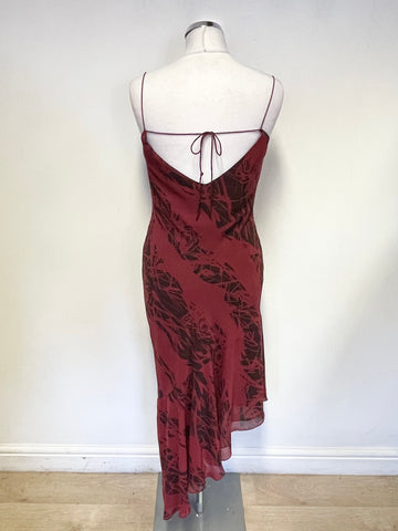 AFTER SIX BY ROLAND JOYCE BURGUNDY STRAPPY BEADED SPECIAL OCCASION DRESS &MATCHING WRAP/ SCARF SIZE 10