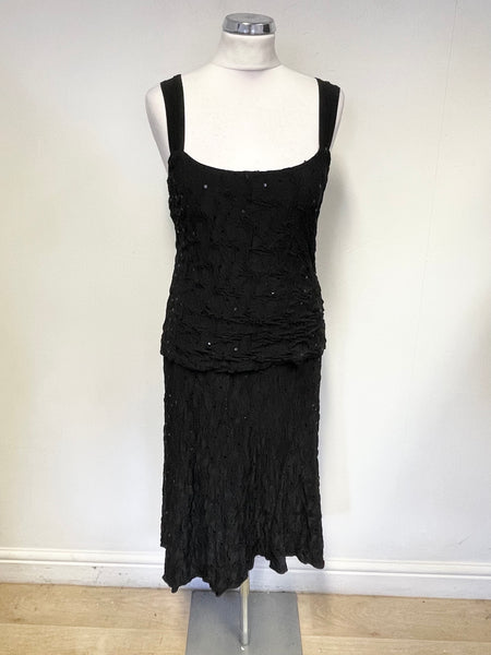 FRANK LYMAN BLACK SEQUINNED SLEEVELESS TOP & SKIRT SET SIZE 12/14