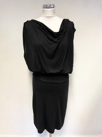 GREAT PLAINS BLACK WIDE NECK SLEEVELESS JERSEY DRESS SIZE M