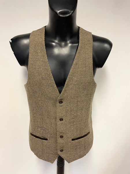 MARC DARCY BROWN TWEED CHECK WAISTCOAT SIZE 40R