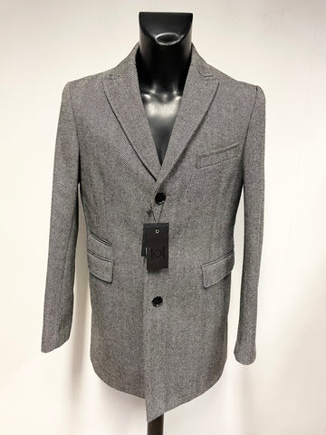 BRAND NEW HAMAKI-HO CAPPOTTO BLACK & GREY HERRINGBONE TWEED COAT SIZE 50 UK 40