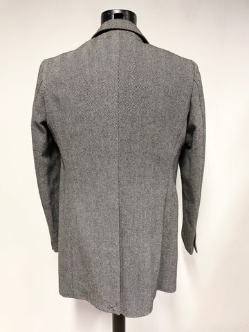 BRAND NEW HAMAKI-HO CAPPOTTO BLACK & GREY HERRINGBONE TWEED COAT SIZE 50 UK 40