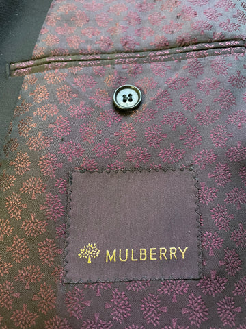 MULBERRY PURE NEW WOOL BLACK SINGLE BREASTED JACKET SIZE 42R