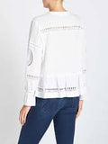 M.I.H JEANS WHITE MACRAM TRIMMED LONG PEASANT SLEEVED TOP SIZE S
