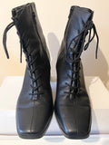 MARKS & SPENCER BLACK LEATHER LACE UP HEELED ANKLE BOOTS SIZE 7.5/ 41