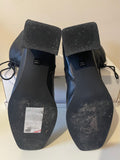 MARKS & SPENCER BLACK LEATHER LACE UP HEELED ANKLE BOOTS SIZE 7.5/ 41