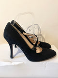 HOBBS BLACK SUEDE STRAP ACROSS HEELS SIZE 5.5/38.5