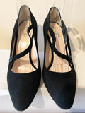 HOBBS BLACK SUEDE STRAP ACROSS HEELS SIZE 5.5/38.5