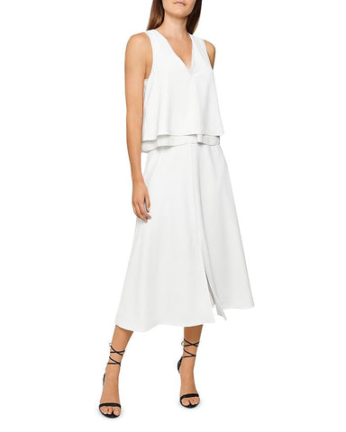 BRAND NEW REISS VIOLA OFF WHITE SHEER LAYERED MIDI DRESS SIZE 10