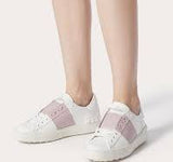 VALENTINO GARAVANTI WHITE & WATER ROSE LEATHER TRAINERS SIZE 4.5/37.5