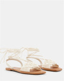 BRAND NEW ALL SAINTS DONNA CHALK WHITE LEATHER LACE UP LEG FLAT SANDALS SIZE 5/38