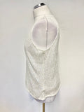 MINT VELVET WHITE SEQUINNED V NECK SLEEVELESS TOP SIZE M