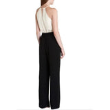 BRAND NEW TED BAKER ANNAA BLACK & CREAM DEEP FOLD FRONT STRAIGHT LEG JUMPSUIT SIZE 2 UK 10